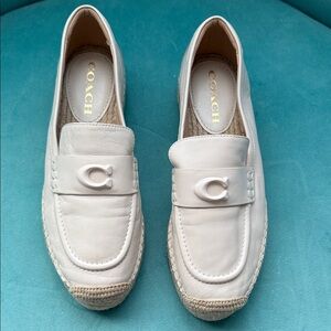 Coach Women's Cream Loafers with Espadrille Detail